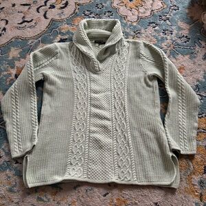 Women’s Jeanne Pierre mint green 100% cotton pullover cowl neck sweater size M